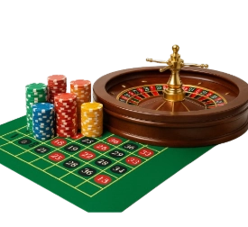 mesa de casino playyango con fichas y ruleta